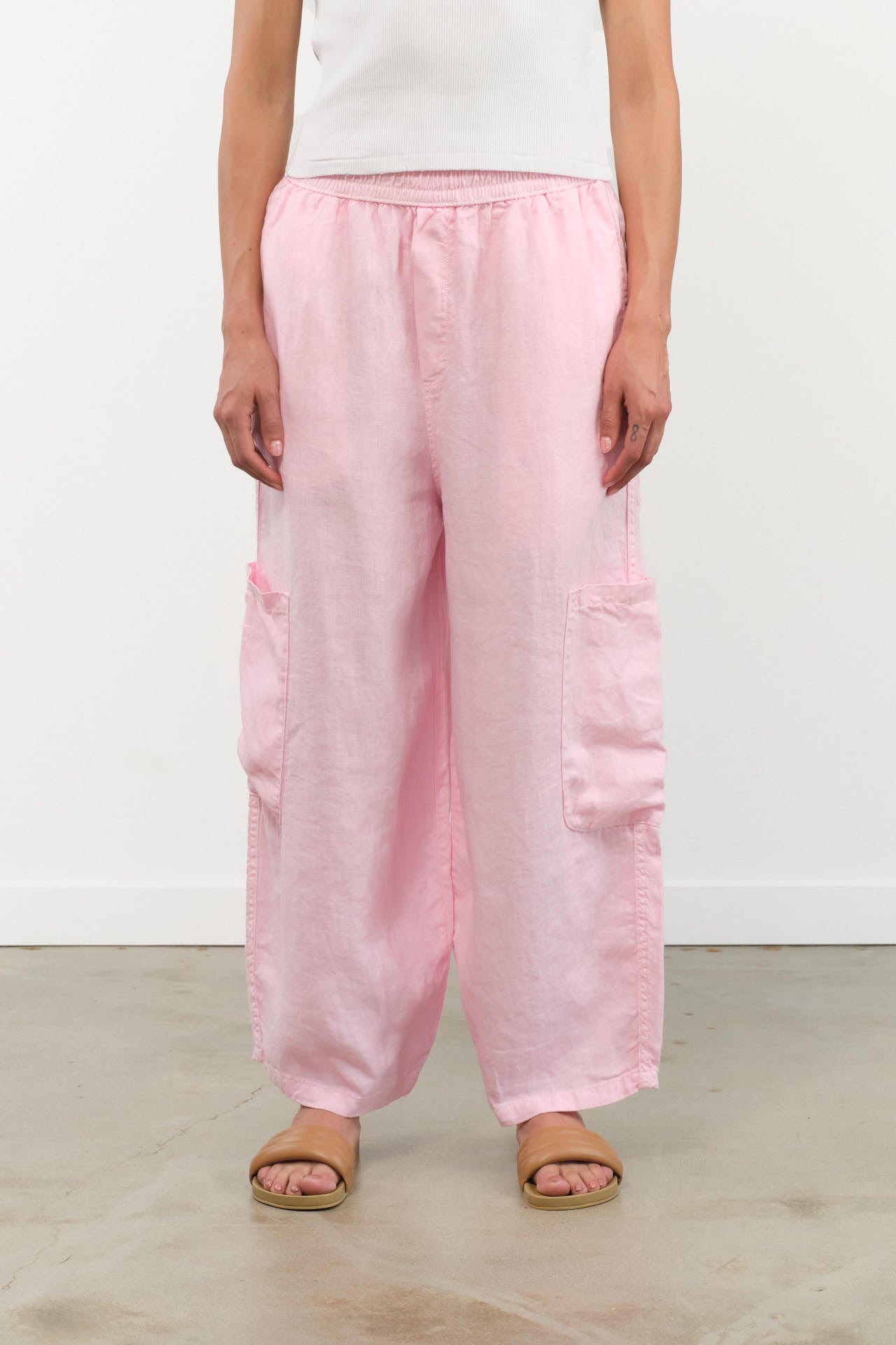 MEALS Apparel Womens Pants Linen Chef Pant in Bubblegum