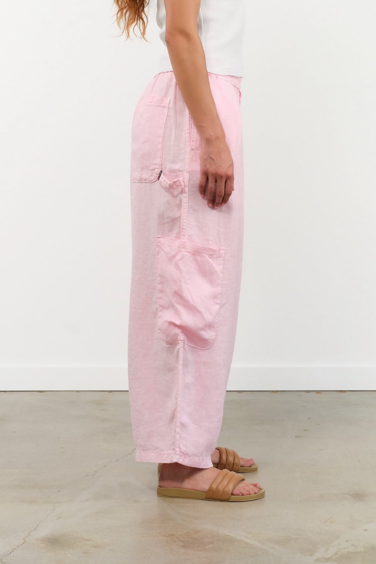 MEALS Apparel Womens Pants Linen Chef Pant in Bubblegum