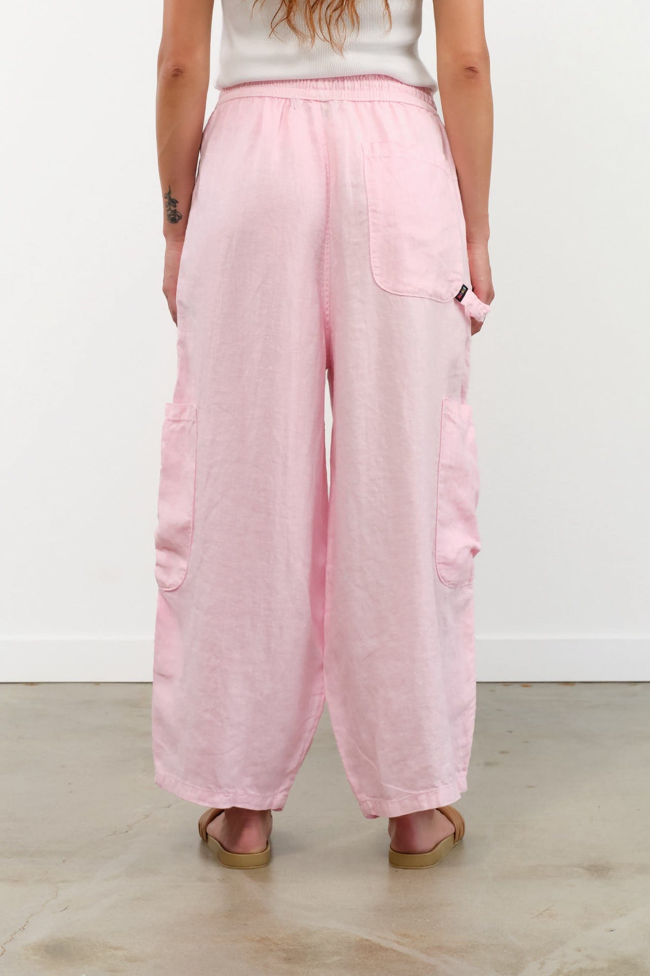 MEALS Apparel Womens Pants Linen Chef Pant in Bubblegum