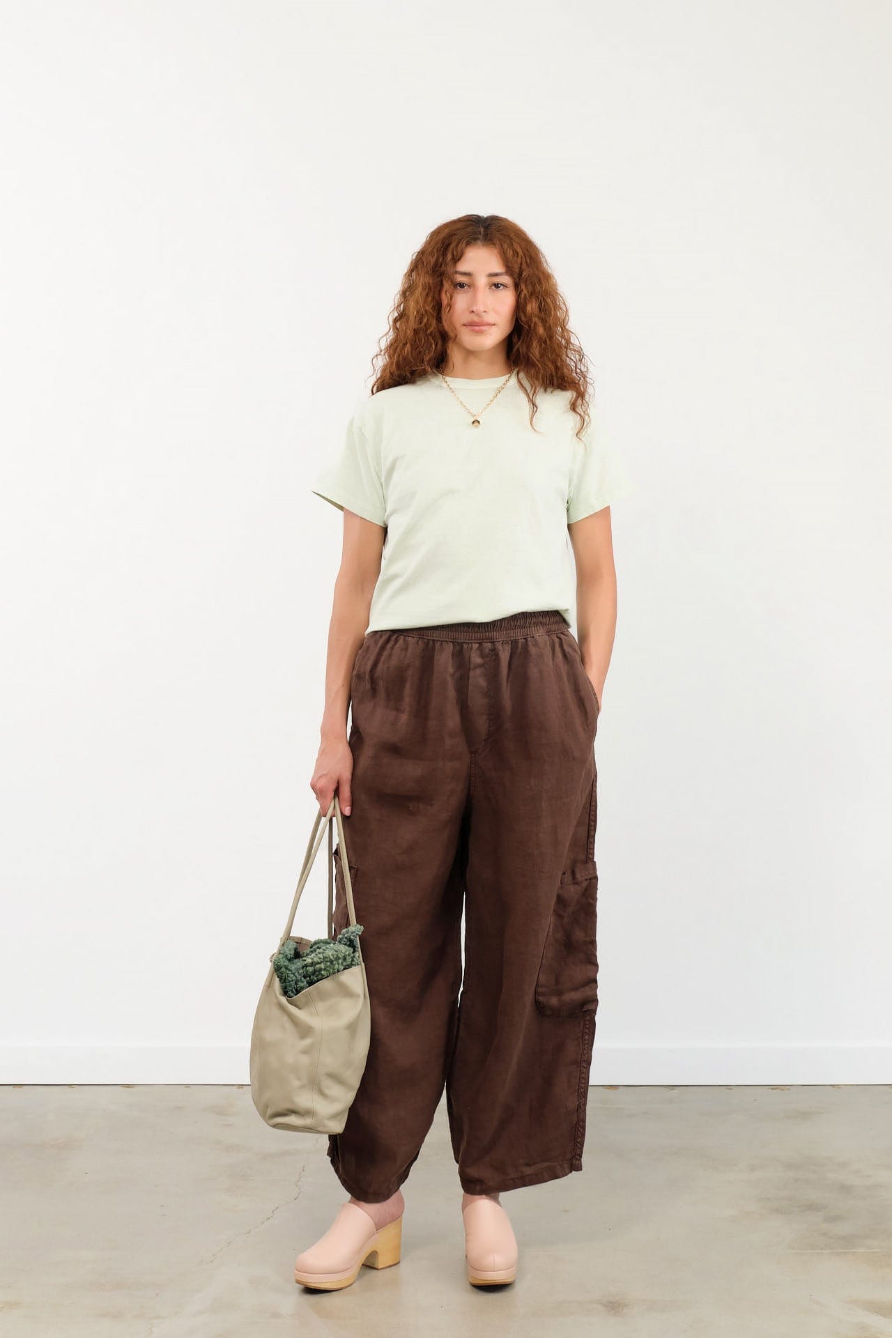 MEALS Apparel Womens Pants Linen Chef Pant in Chocolate