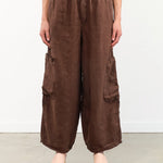 MEALS Apparel Womens Pants Linen Chef Pant in Chocolate