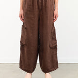 MEALS Apparel Womens Pants Linen Chef Pant in Chocolate