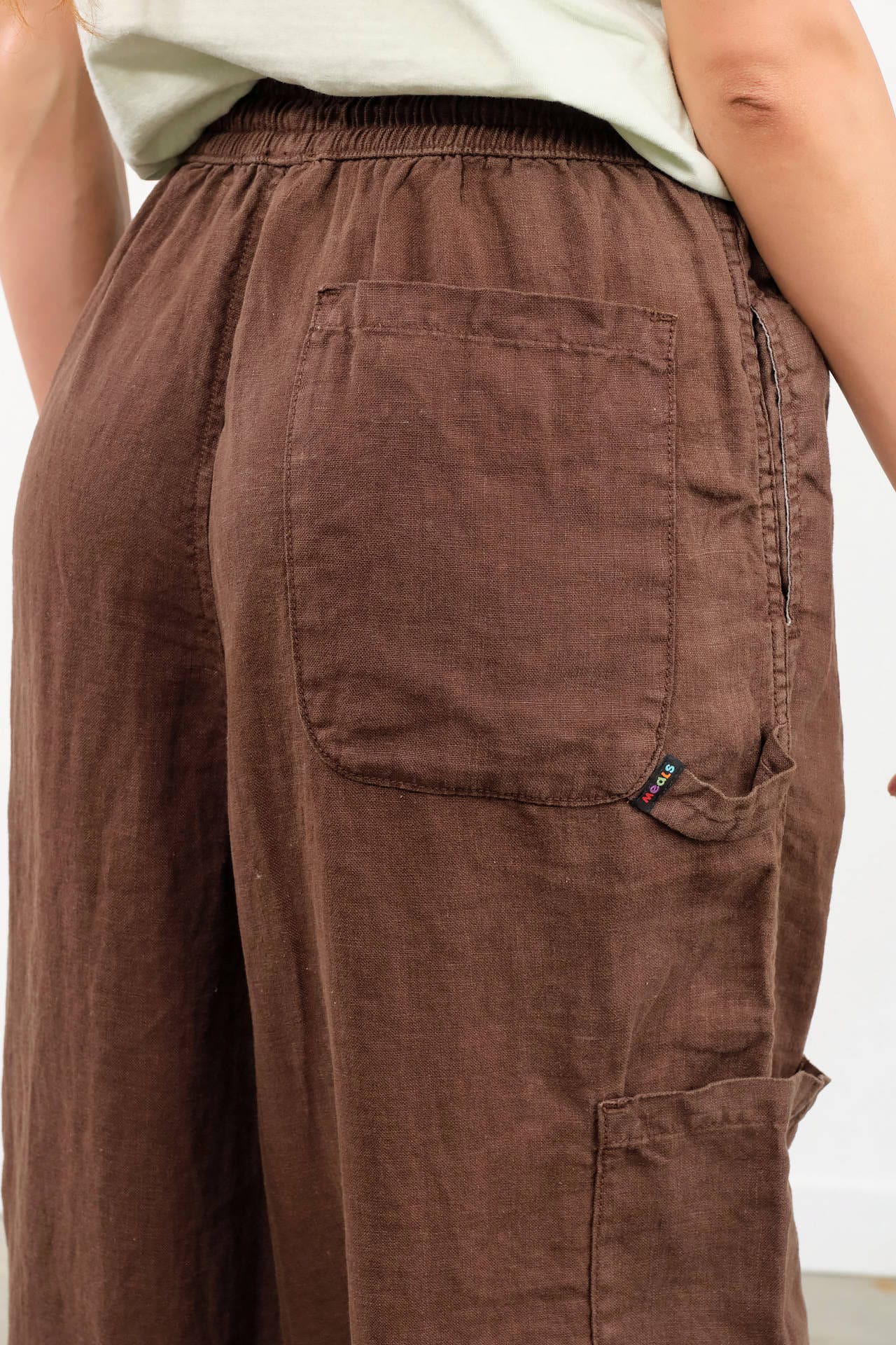 MEALS Apparel Womens Pants Linen Chef Pant in Chocolate