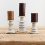 MH Ceramics Home Candle Holders Large Temple Candlestick Alabaster / 7" H