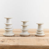 MH Ceramics Home Candle Holders Medium Temple Candlestick Alabaster / 6" H