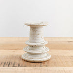 MH Ceramics Home Candle Holders Small Temple Candlestick Alabaster / 5" H