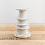 MH Ceramics Home Candle Holders Large Temple Candlestick Alabaster / 7" H