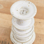MH Ceramics Home Candle Holders Large Temple Candlestick Alabaster / 7" H