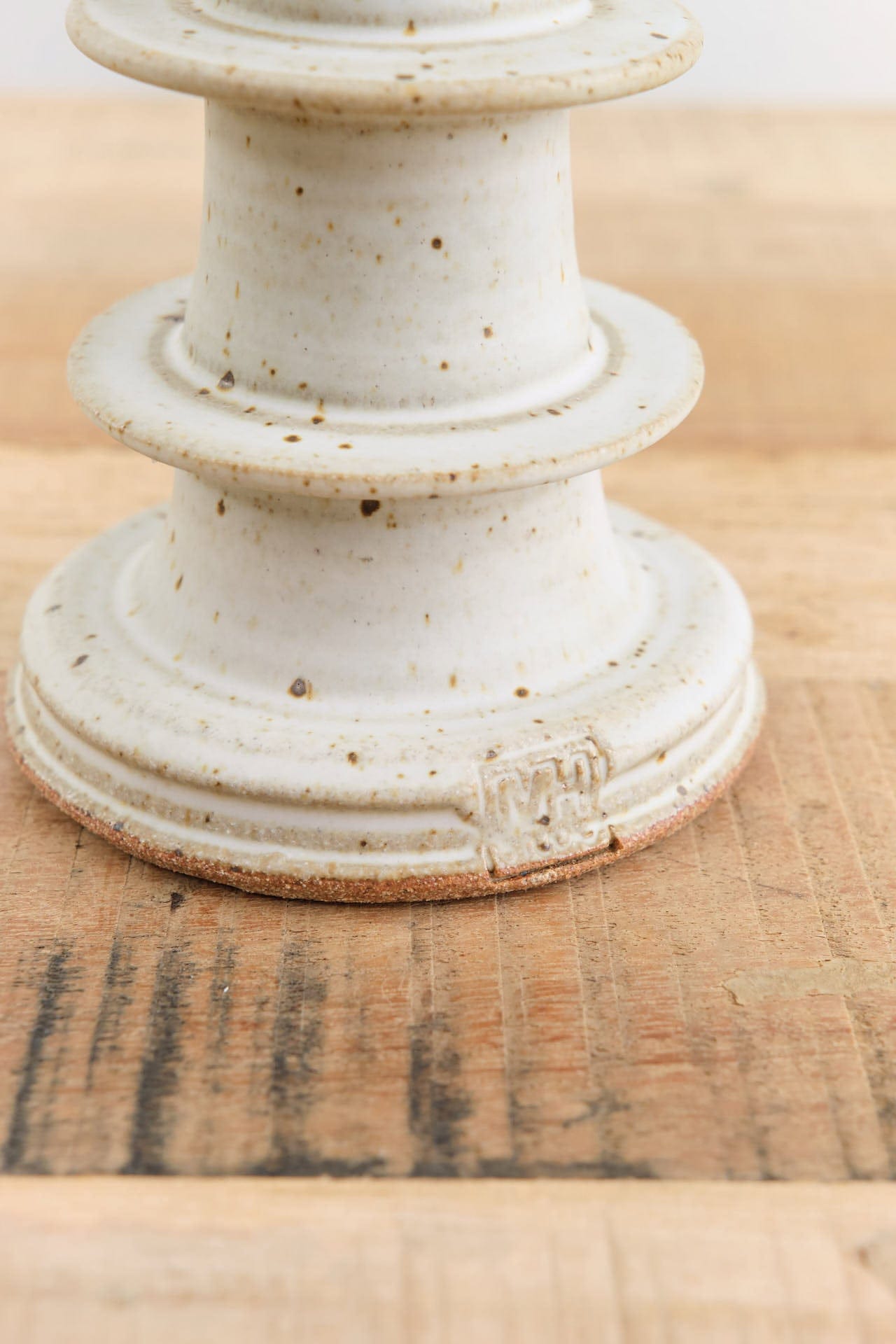 MH Ceramics Home Candle Holders Large Temple Candlestick Alabaster / 7" H