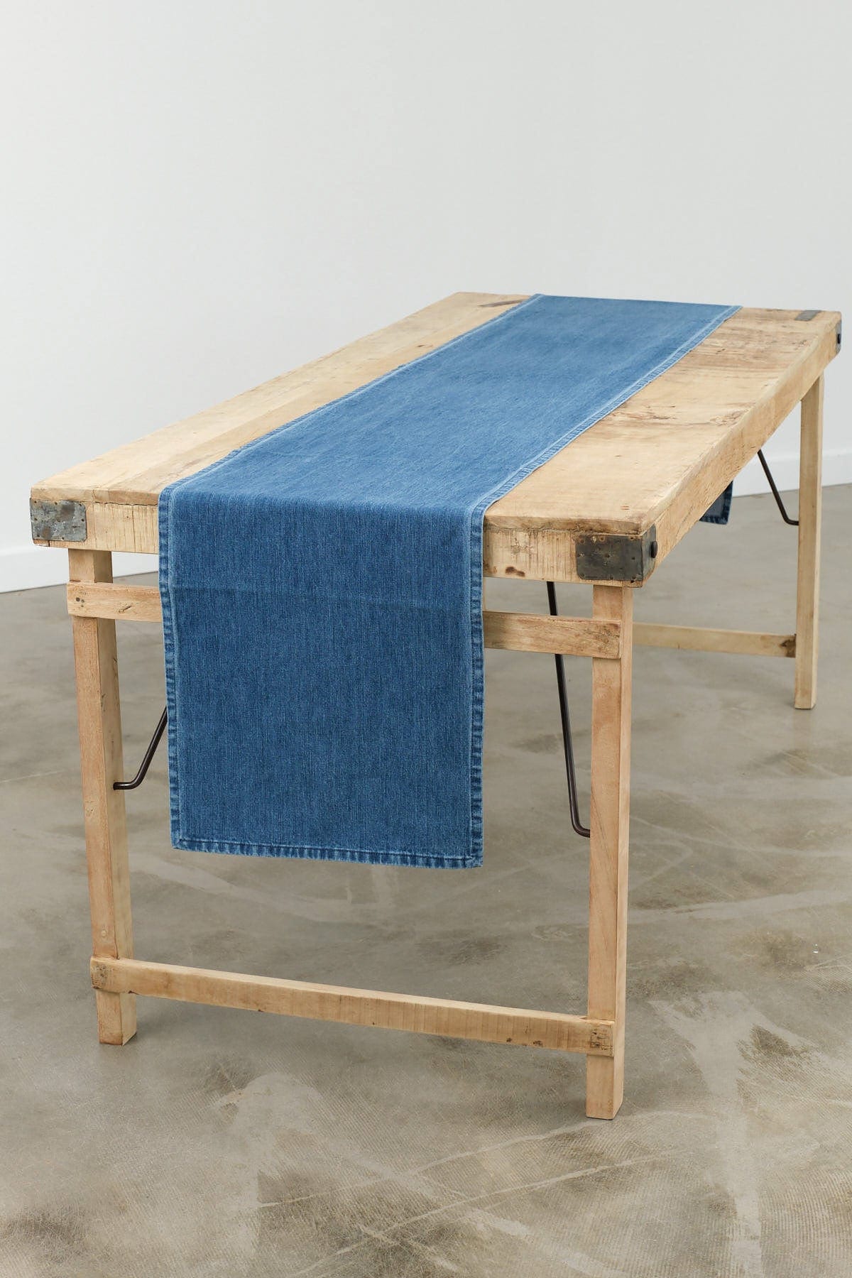 Mi Cocina Home Tablecloths Indigo Denim Table Runner Medium Vintage / 90" L X 16" W