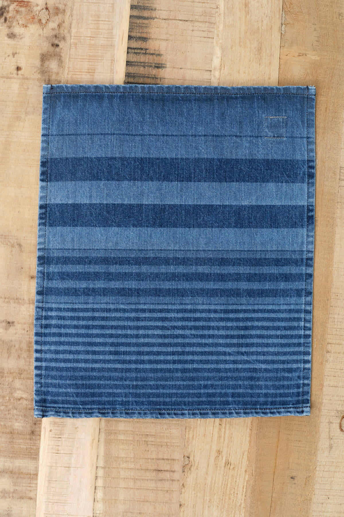 Mi Cocina Home Kitchen Placemats Indigo Denim Placemat Regimental Stripe Medium Wash / 14" X 18"