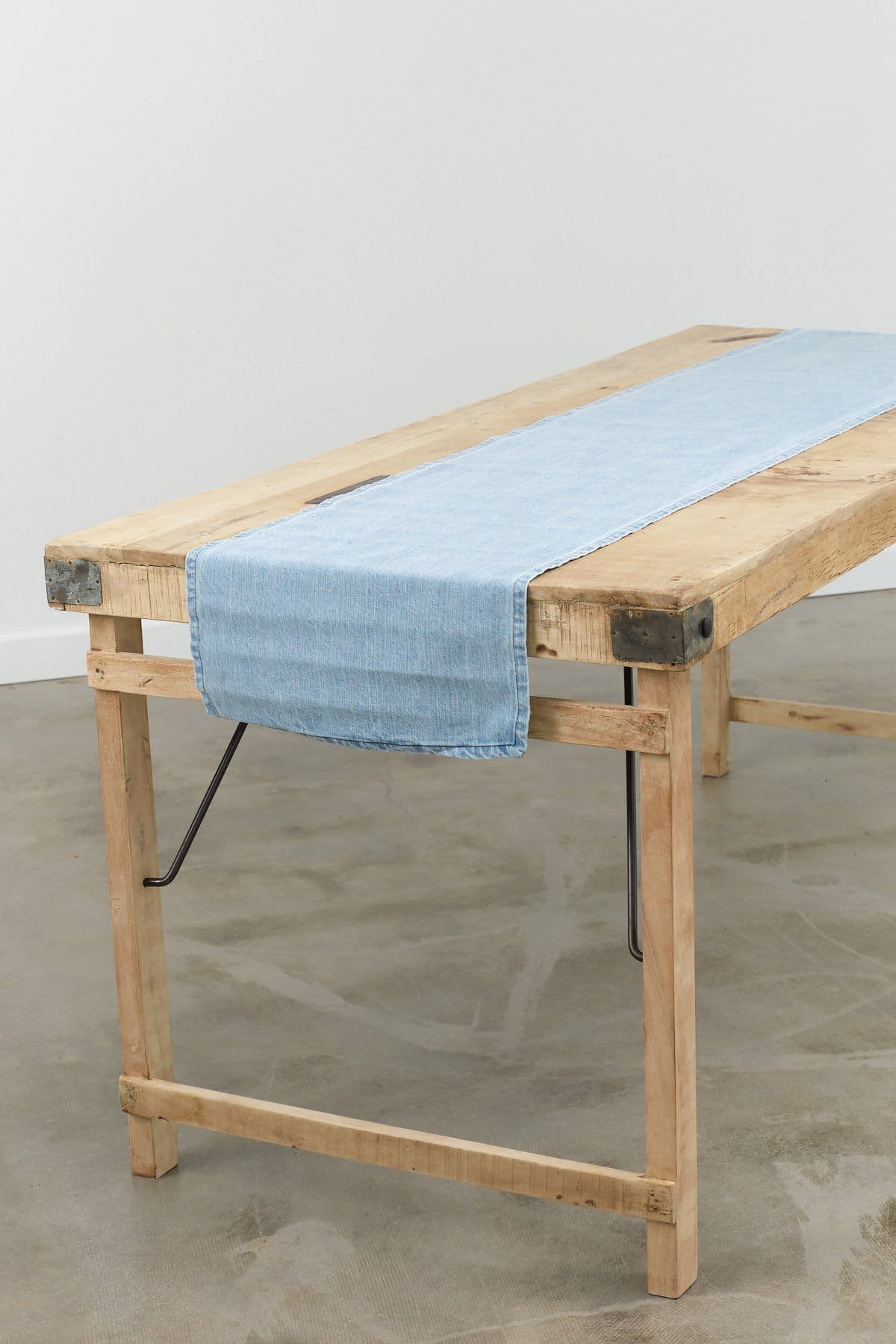 Mi Cocina Home Tablecloths Indigo Denim Table Runner Light Vintage / 90" L X 16" W