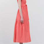 Side view of Vienna Maxi Dress in Coral