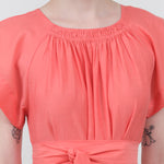 Collar view of Vienna Maxi Dress in Coral
