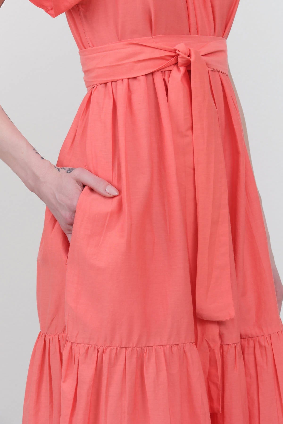 Mirth Apparel Womens Dresses Vienna Maxi Dress in Coral