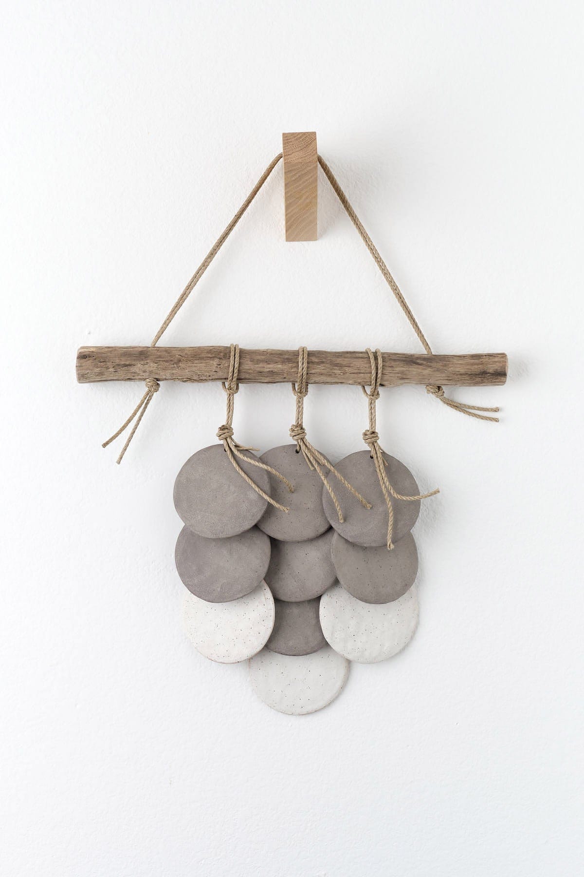 MQuan Art Ceramics 3 Disc Layered Wall Hanging in Grey/White Grey/White / 10" W X 15" L