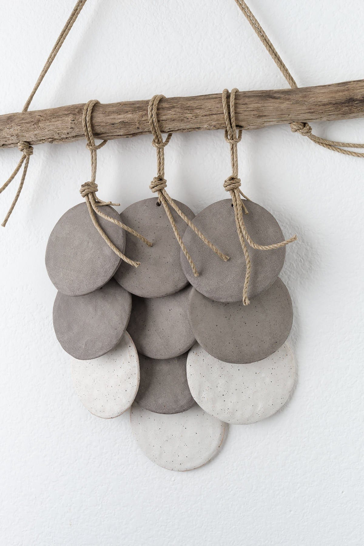 MQuan Art Ceramics 3 Disc Layered Wall Hanging in Grey/White Grey/White / 10" W X 15" L