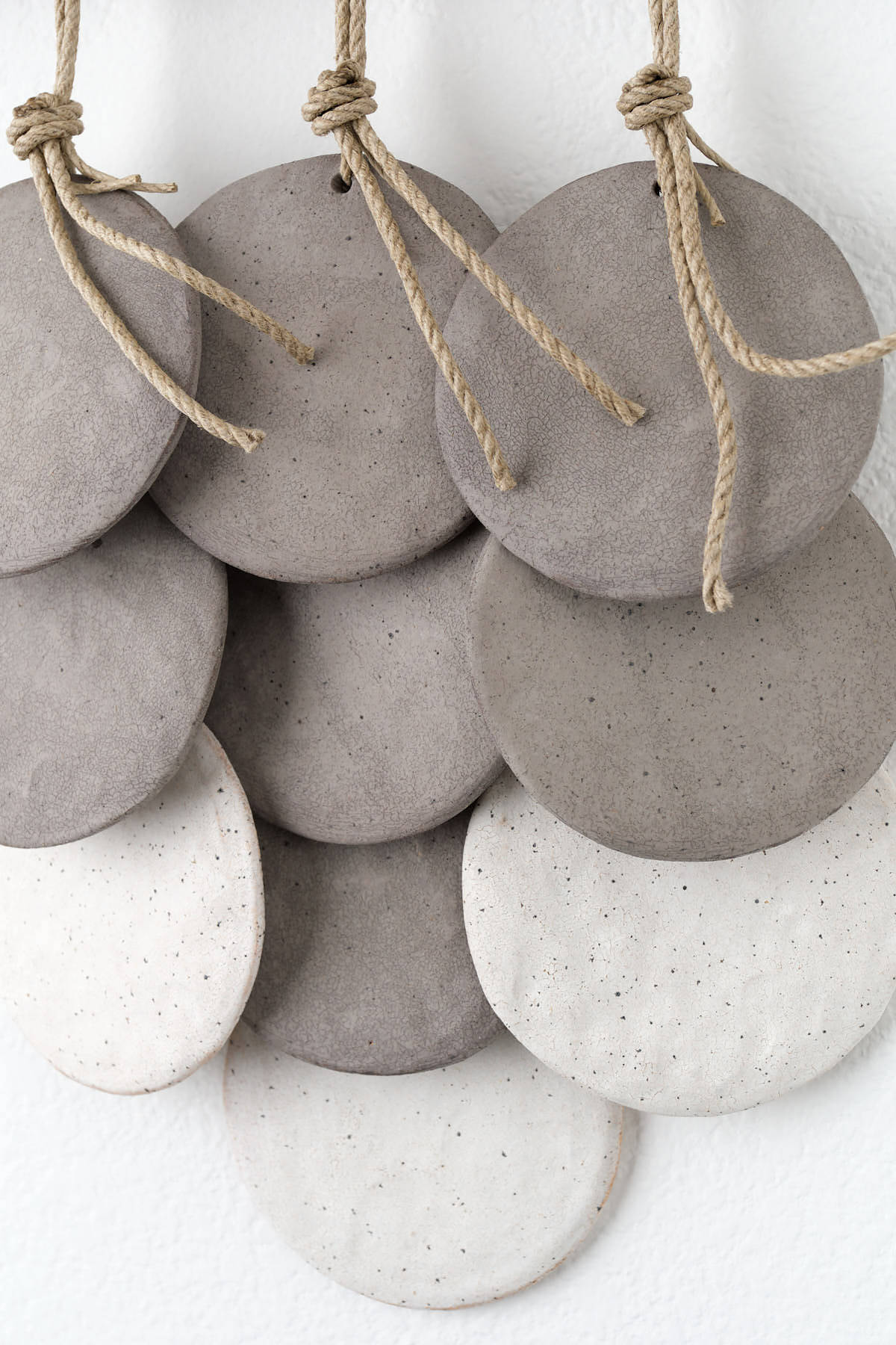 MQuan Art Ceramics 3 Disc Layered Wall Hanging in Grey/White Grey/White / 10" W X 15" L