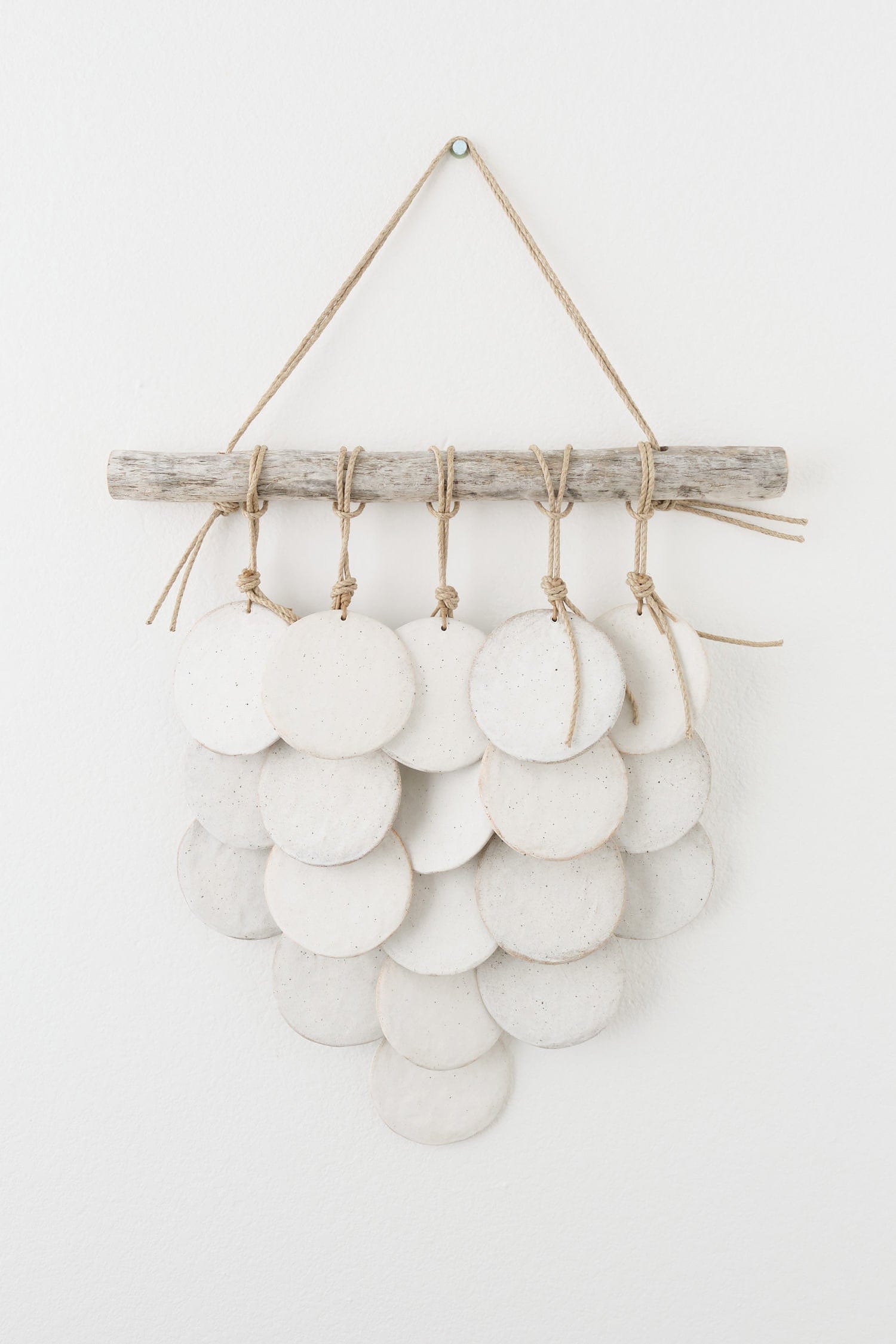 MQuan Art Ceramics 5 Disc Layered Wall Hanging White