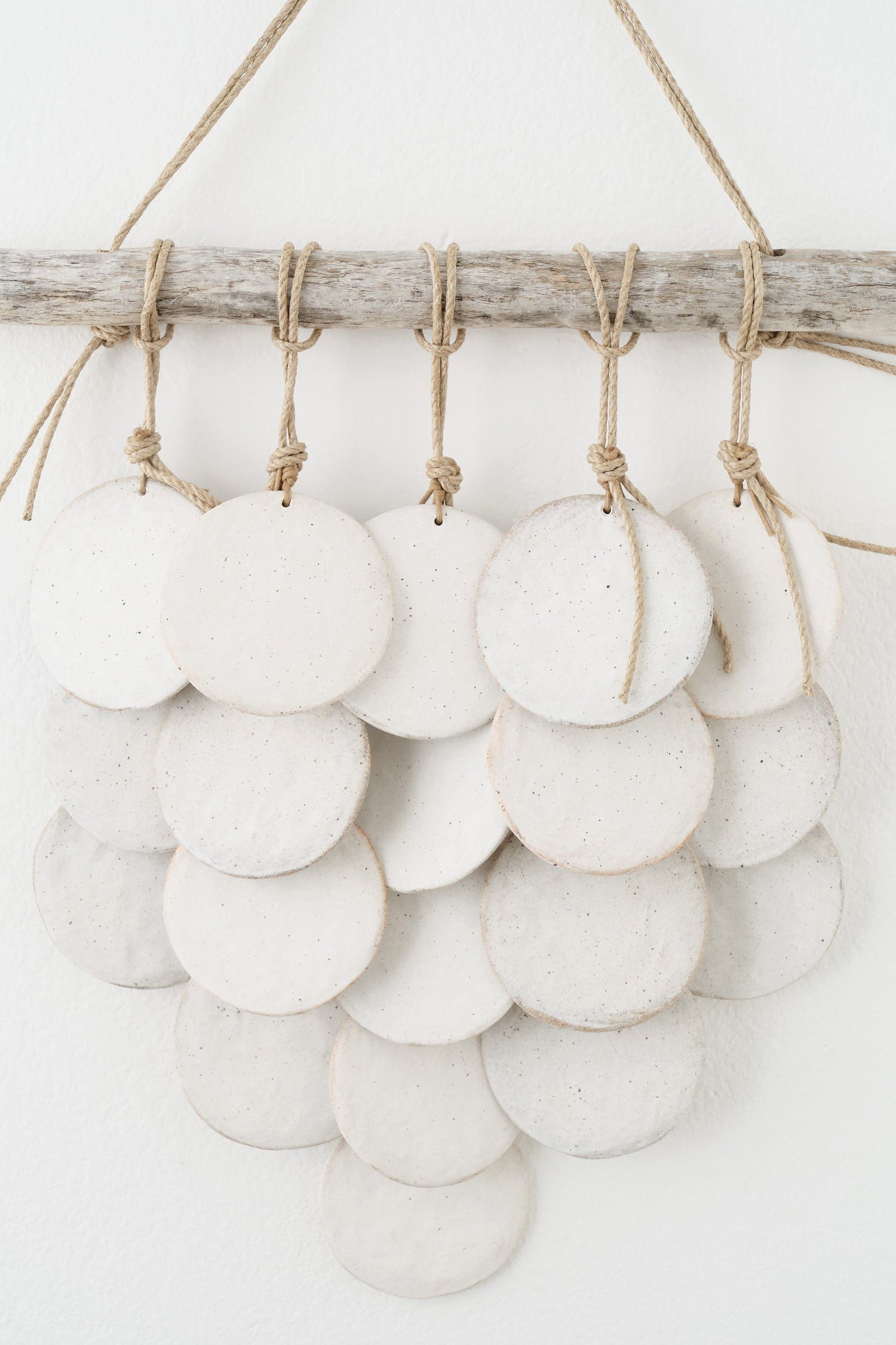 MQuan Art Ceramics 5 Disc Layered Wall Hanging White