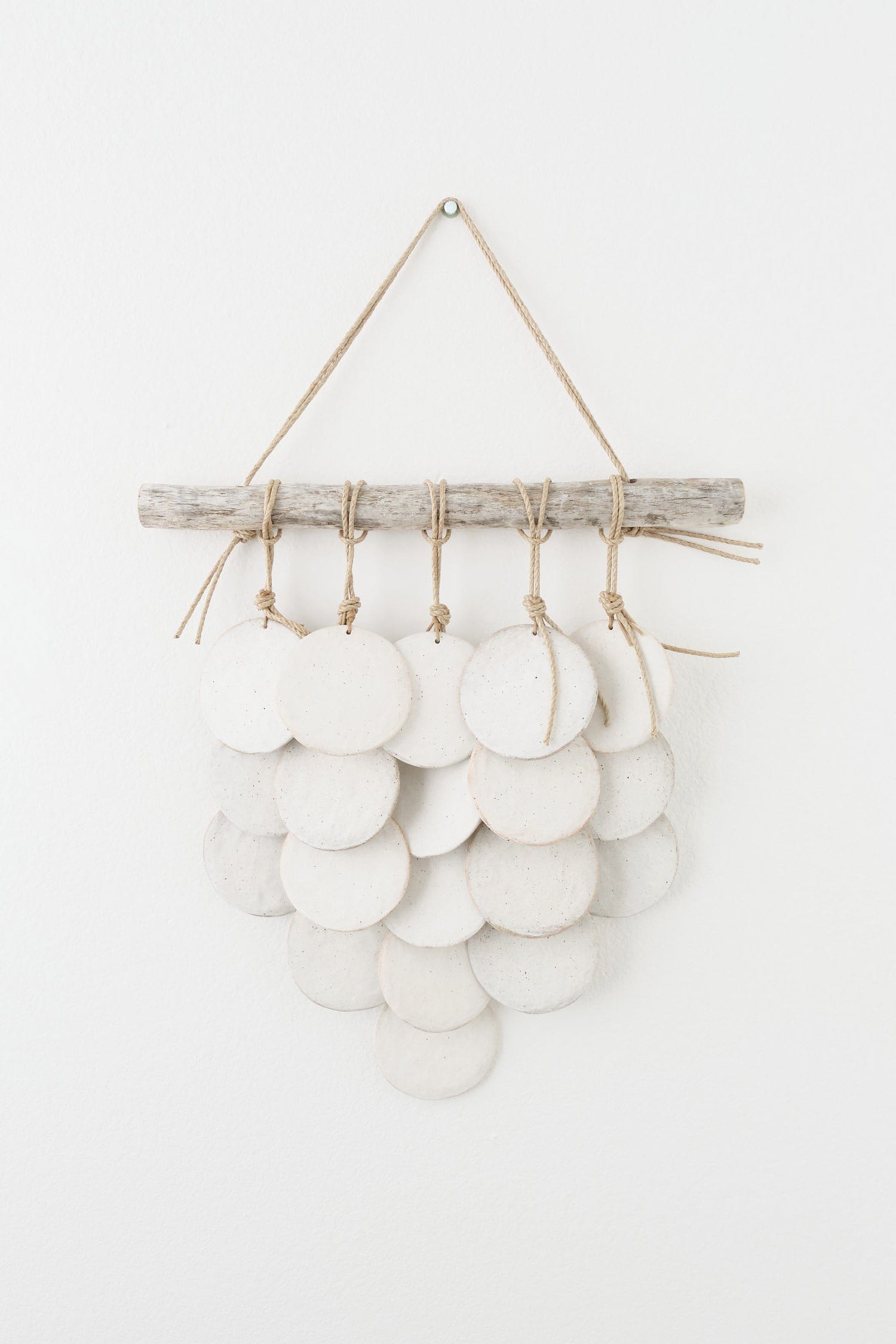MQuan Art Ceramics 5 Disc Layered Wall Hanging White