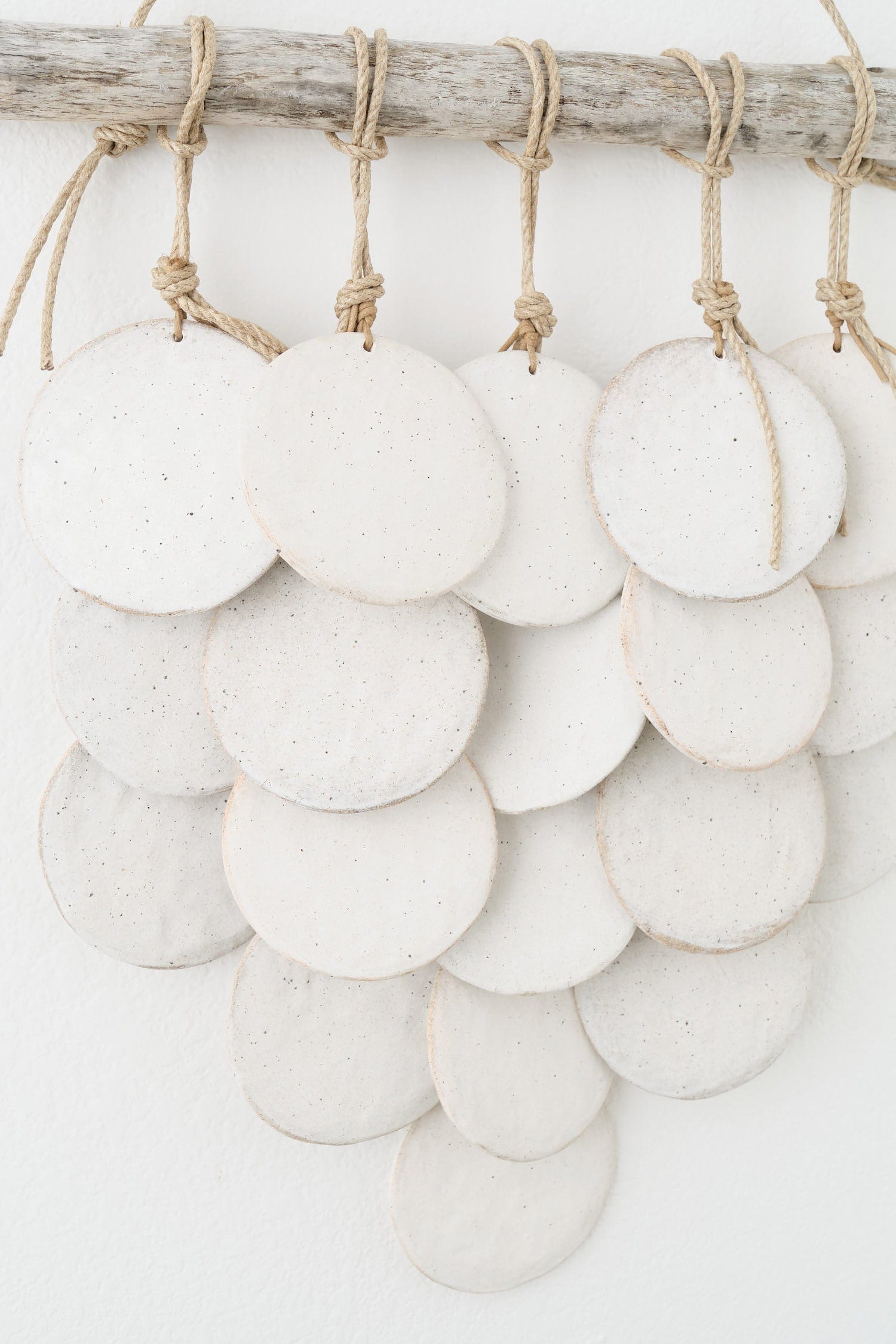 MQuan Art Ceramics 5 Disc Layered Wall Hanging White