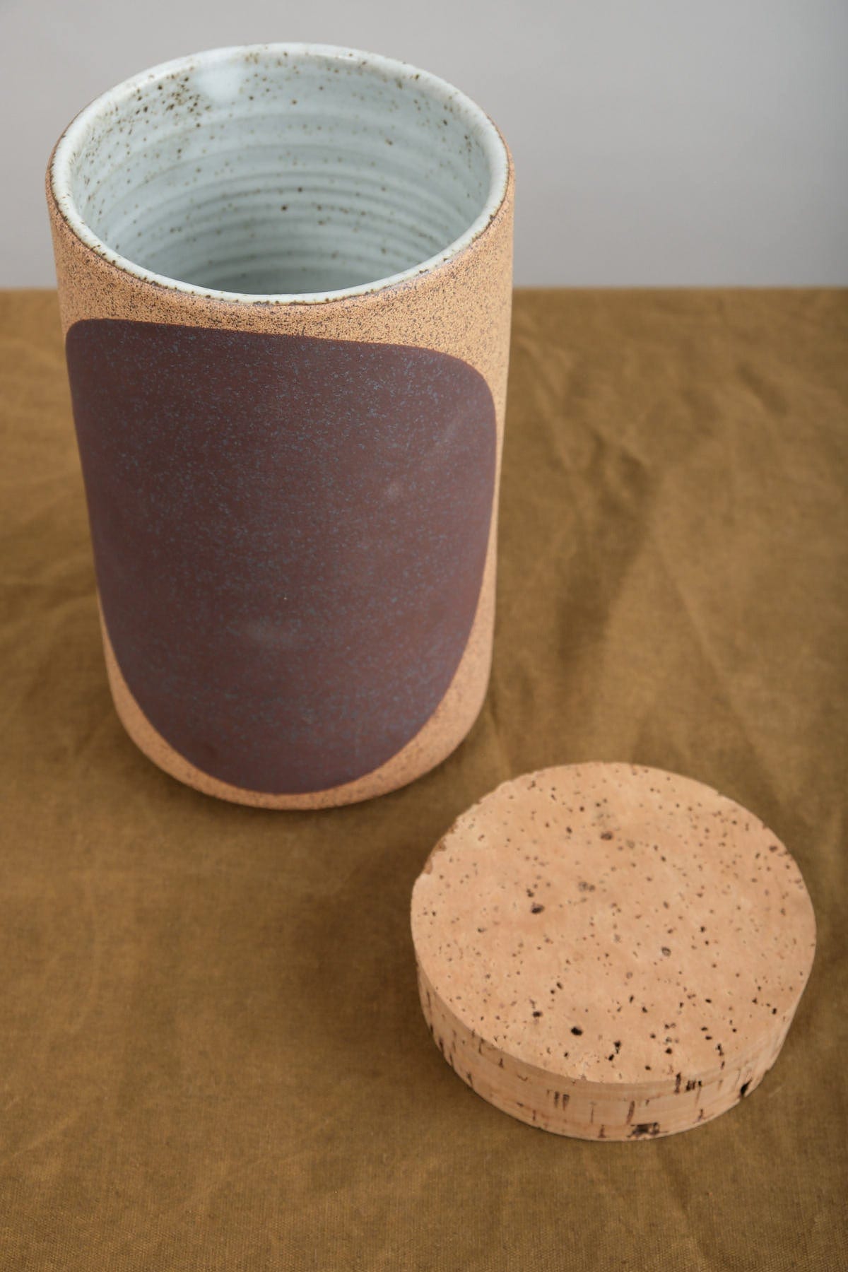 MQuan Art Ceramics Large Canister Tall in Dark Brown Dark Brown