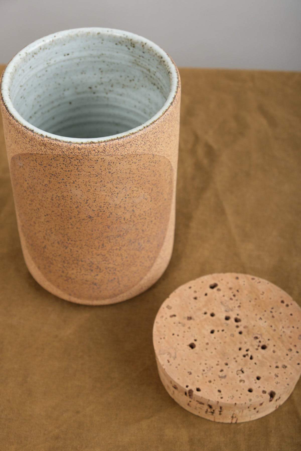Tucker Stoneware MQuan Medium canister with cork lid