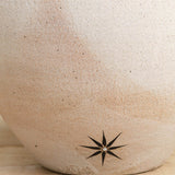 MQuan Art Ceramics Round Vessel in Full Moon White Stoneware / 9" Dia X 9.25" H