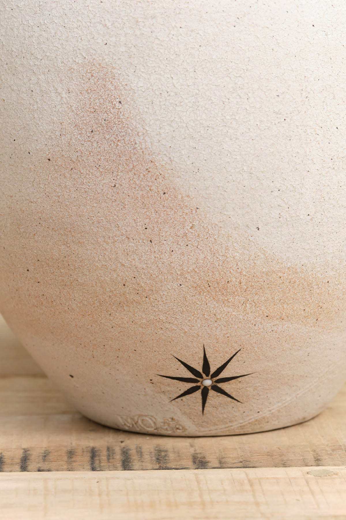 MQuan Art Ceramics Round Vessel in Full Moon White Stoneware / 9" Dia X 9.25" H