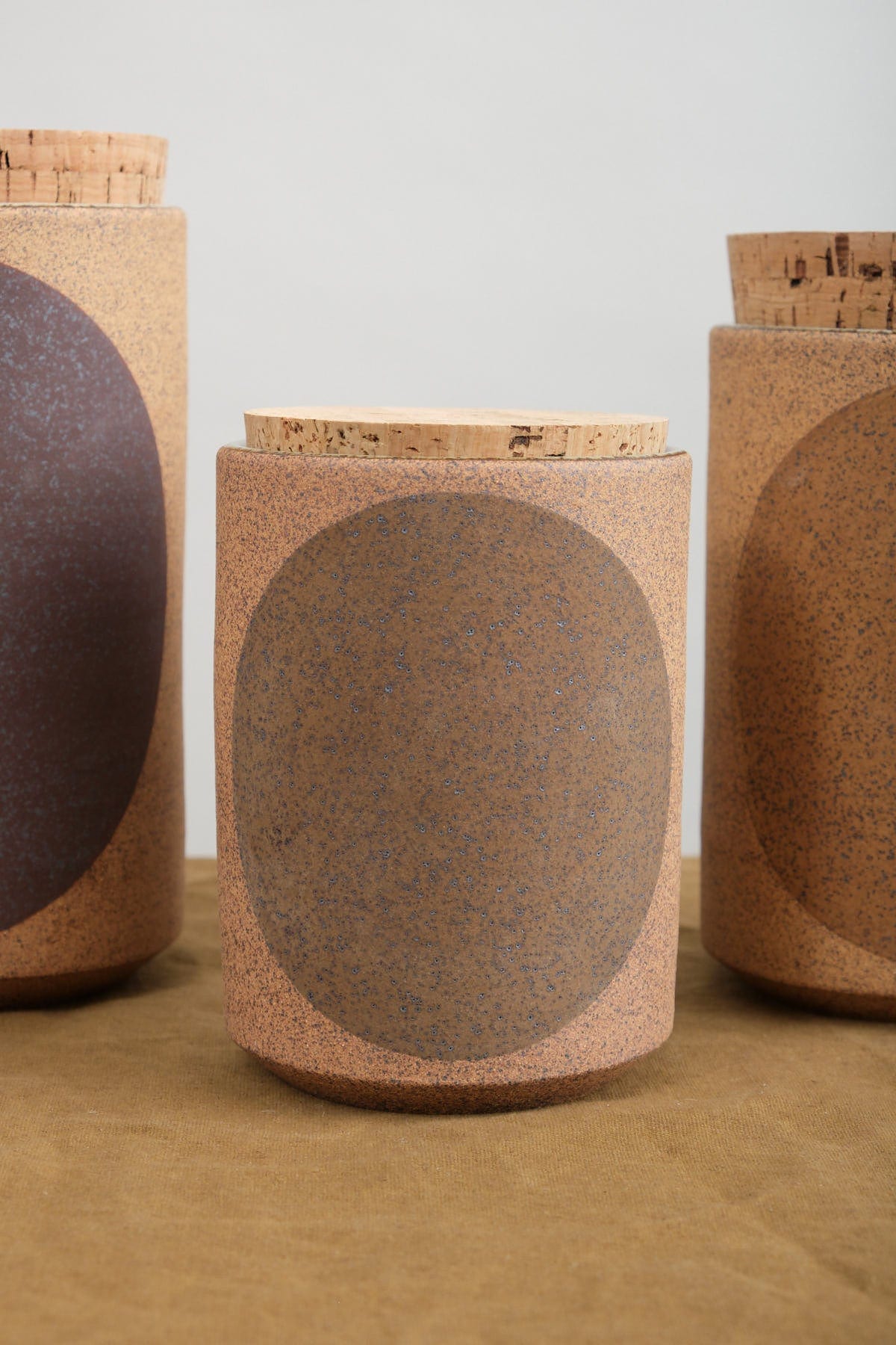 MQuan Small Tall Canister with Golden Brown Full Moon