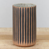 MQuan Art Ceramics Small Tall Vessel in Black Stripes Tucker Stripes Black