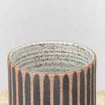 MQuan Art Ceramics Small Tall Vessel in Black Stripes Tucker Stripes Black