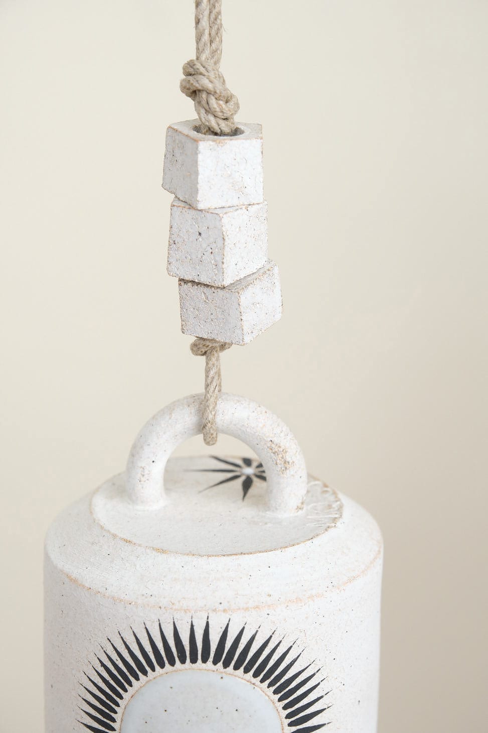 Beads on Small Wide Thrown Bell in New Sun White