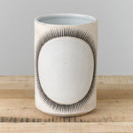 MQuan Art Ceramics Tall Vessel in New Sun White New Sun White / 10" H X 7" D