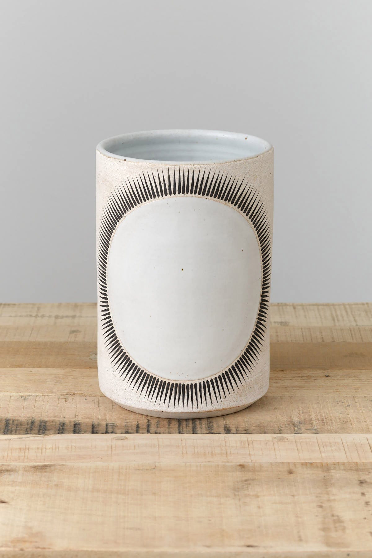 MQuan Art Ceramics Tall Vessel in New Sun White New Sun White / 10" H X 7" D