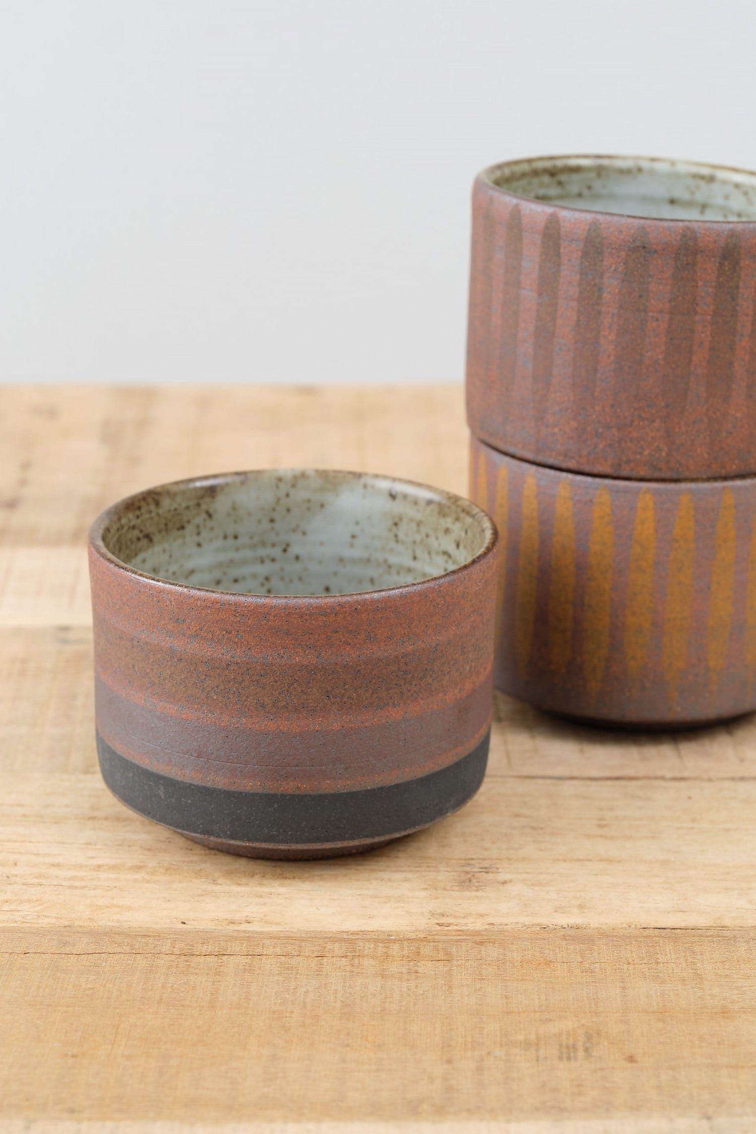 MQuan Art Ceramics Tea Bowl in Rings Four Black Rings Four Black / 4" Dia X 3" H