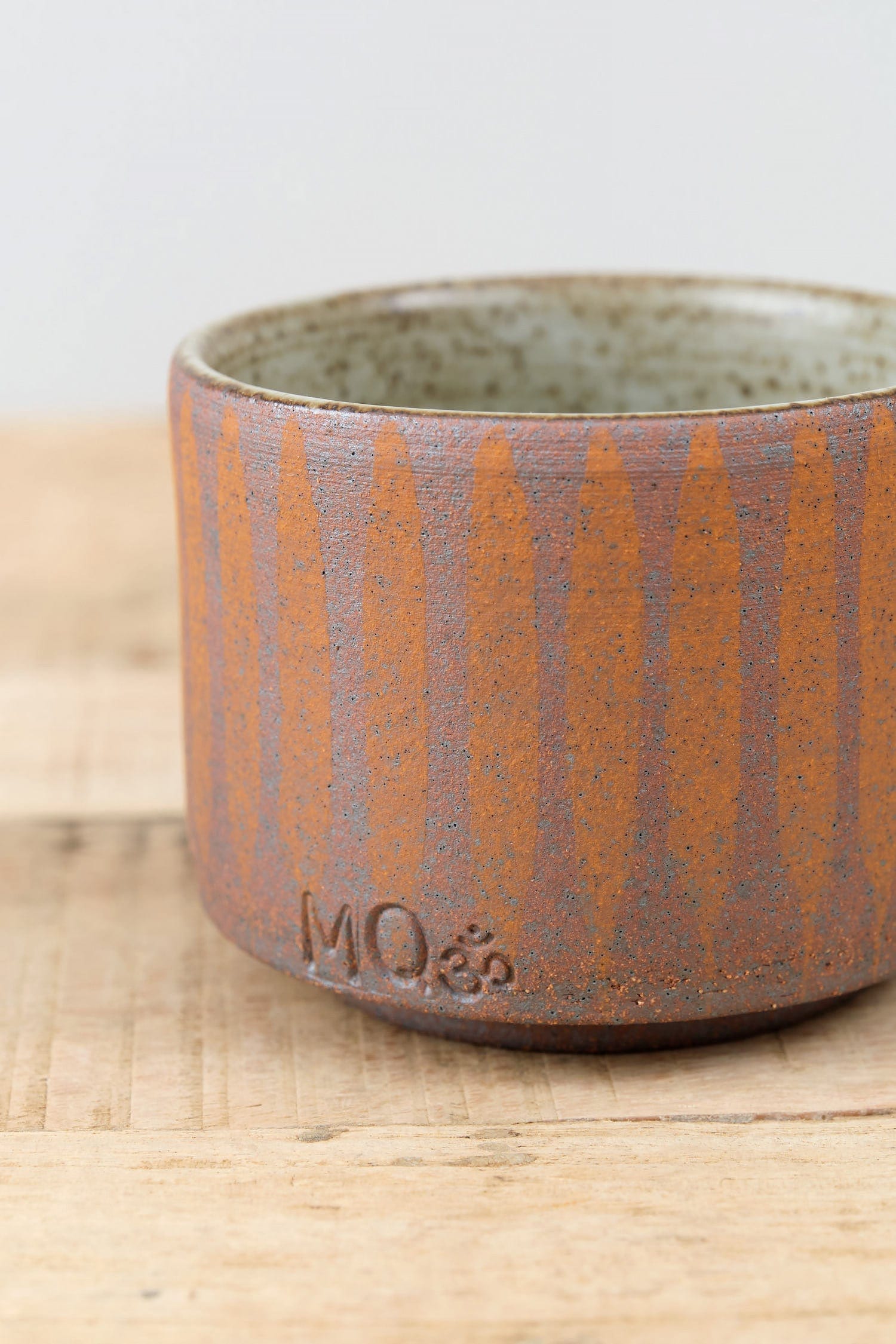 MQuan Art Ceramics Tea Bowl in Stripe Marigold Stripe Marigold / 4" Dia X 3" H
