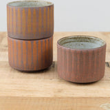 MQuan Art Ceramics Tea Bowl in Stripe Med Brown Stripe Med Brown / 4" Dia X 3" H