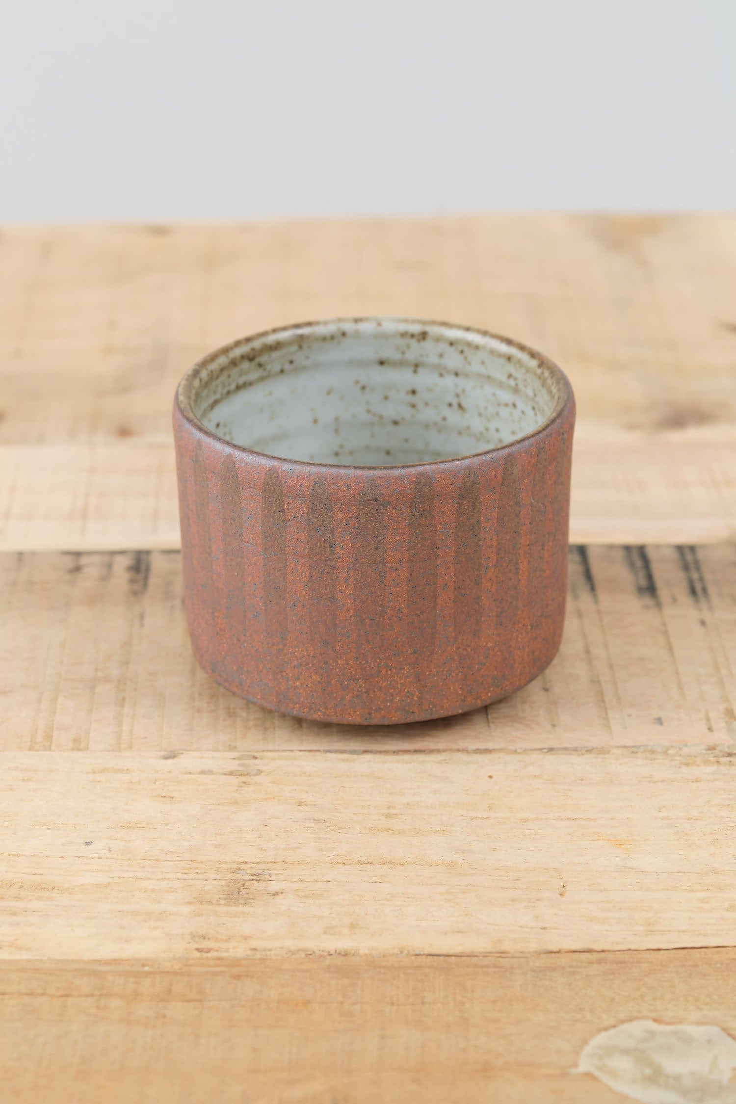 MQuan Art Ceramics Tea Bowl in Stripe Med Brown Stripe Med Brown / 4" Dia X 3" H