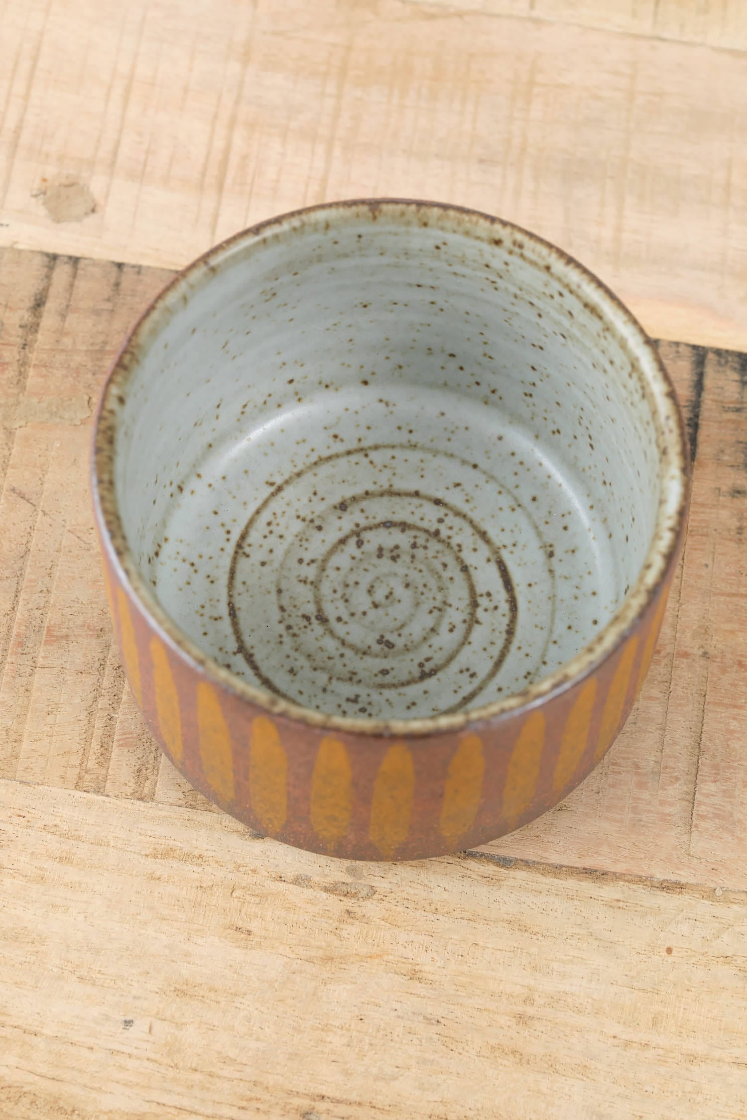 MQuan Art Ceramics Tea Bowl in Stripe Yellow Stripe Yellow / 4" Dia X 3" H
