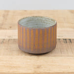 MQuan Art Ceramics Tea Bowl in Stripe Yellow Stripe Yellow / 4" Dia X 3" H
