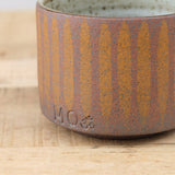 MQuan Art Ceramics Tea Bowl in Stripe Yellow Stripe Yellow / 4" Dia X 3" H