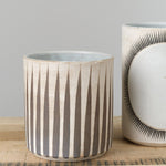 MQuan Art Ceramics Wide Vessel Grey Stripes / 7" D X 7.5" H
