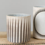 MQuan Art Ceramics Wide Vessel Grey Stripes / 7" D X 7.5" H