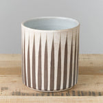 MQuan Art Ceramics Wide Vessel Grey Stripes / 7" D X 7.5" H