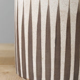 MQuan Art Ceramics Wide Vessel Grey Stripes / 7" D X 7.5" H