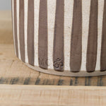 MQuan Art Ceramics Wide Vessel Grey Stripes / 7" D X 7.5" H