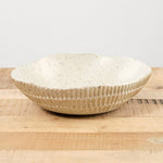 Mt. Washington Pottery Home Kitchen Serving Carved Eggshell Serving Bowl in Speckled White Speckled White / 11" Dia X 3" H