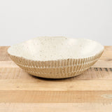 Mt. Washington Pottery Home Kitchen Serving Carved Eggshell Serving Bowl in Speckled White Speckled White / 11" Dia X 3" H